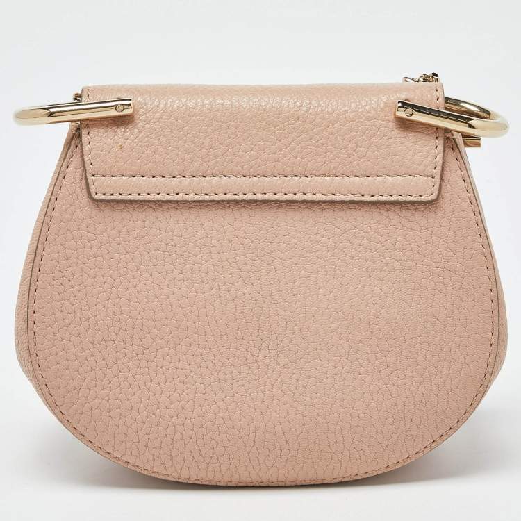 Pre Owned Chloe Pink Leather Nano Floral Metal Embellished Drew Crossbody Bag