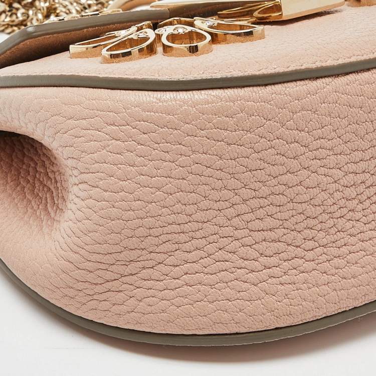 Pre Owned Chloe Pink Leather Nano Floral Metal Embellished Drew Crossbody Bag