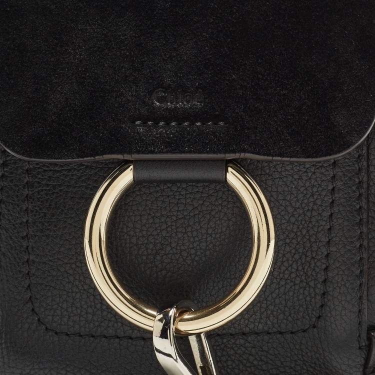 Pre Owned Chloe Black Leather and Suede Mini Faye Day Backpack