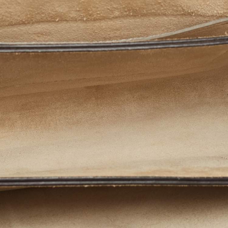 Pre Owned Chloe Taupe Leather and Suede Small Faye Shoulder Bag