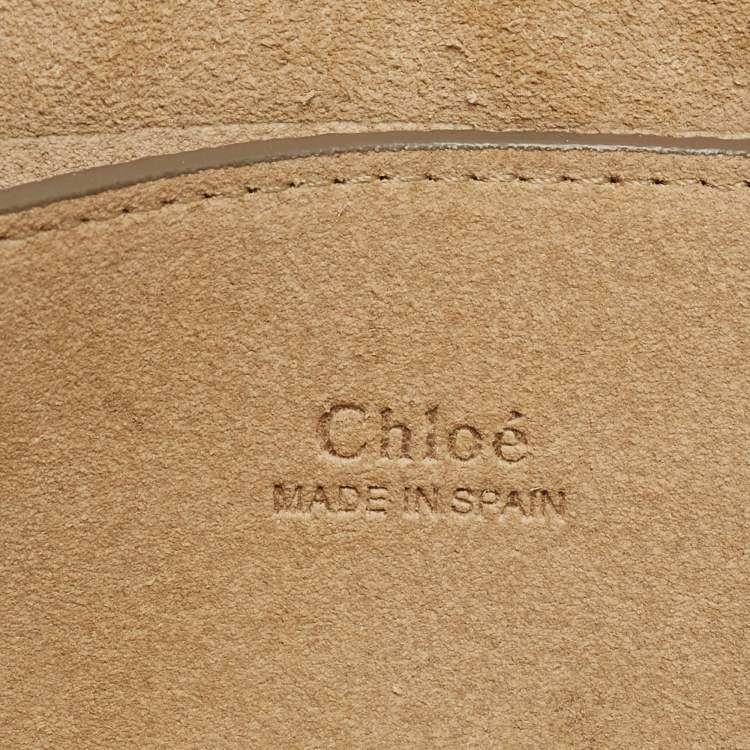 Pre Owned Chloe Taupe Leather and Suede Small Faye Shoulder Bag
