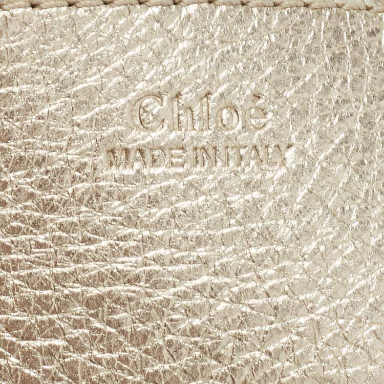 Pre Owned Chloe Gold/Beige Leather Small Drew Shoulder Bag
