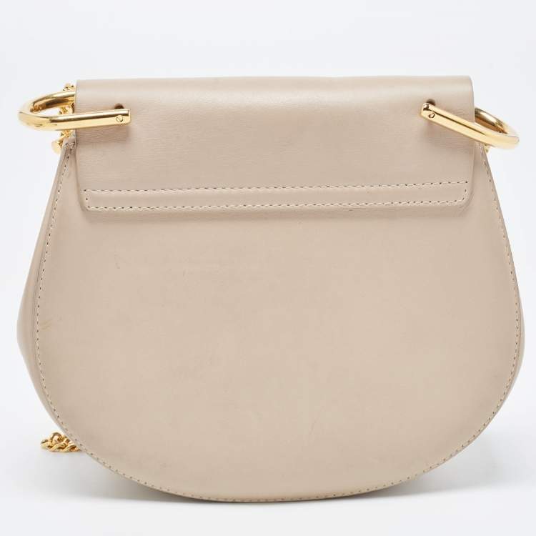 Pre Owned Chloe Gold/Beige Leather Small Drew Shoulder Bag