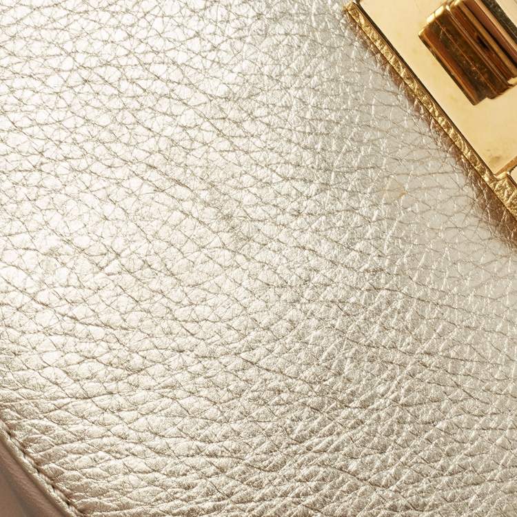 Pre Owned Chloe Gold/Beige Leather Small Drew Shoulder Bag