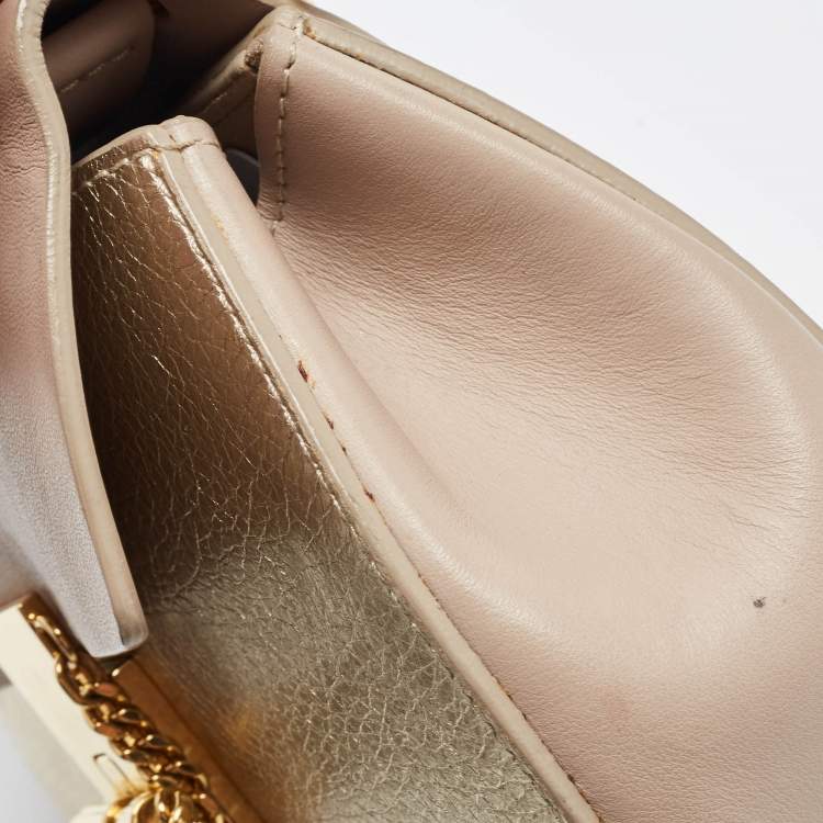 Pre Owned Chloe Gold/Beige Leather Small Drew Shoulder Bag