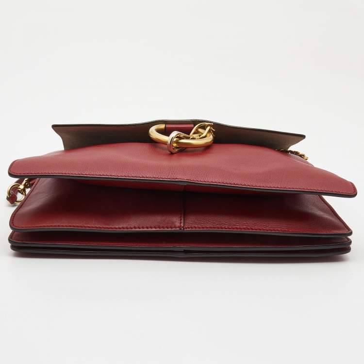 Pre Owned Chloe Red Leather Medium Faye Shoulder Bag