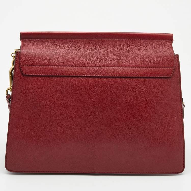Pre Owned Chloe Red Leather Medium Faye Shoulder Bag