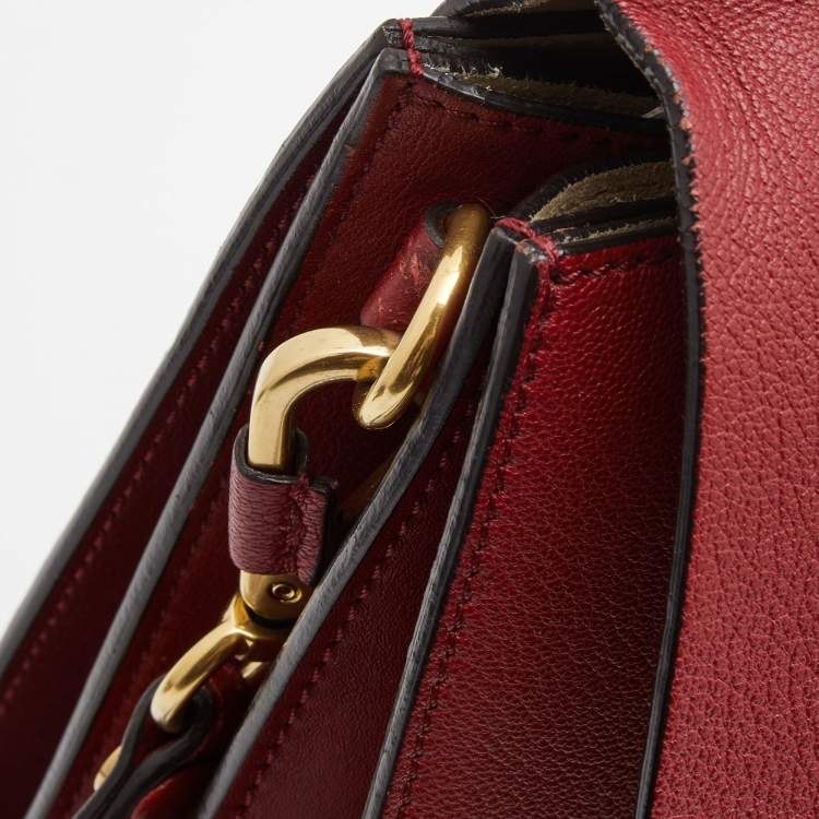 Pre Owned Chloe Red Leather Medium Faye Shoulder Bag