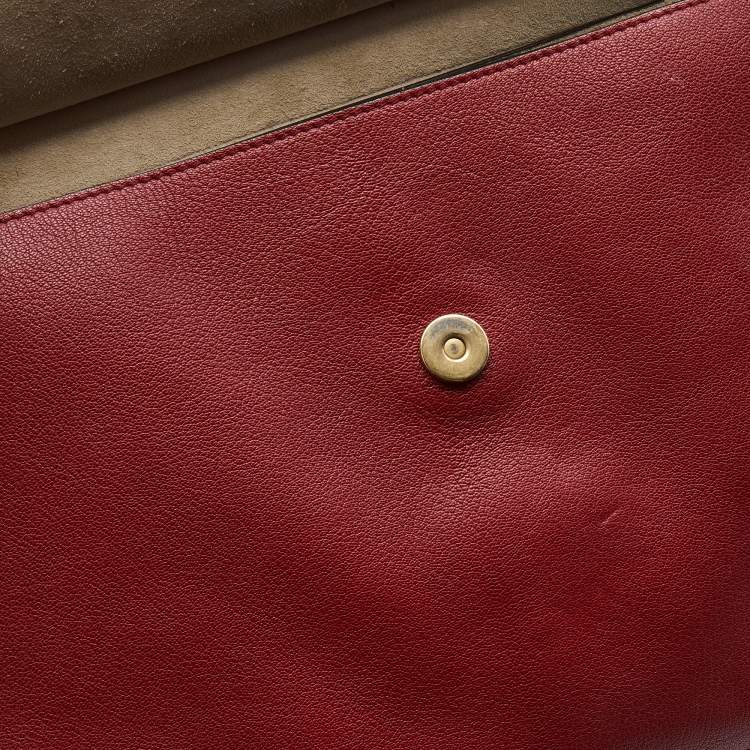 Pre Owned Chloe Red Leather Medium Faye Shoulder Bag