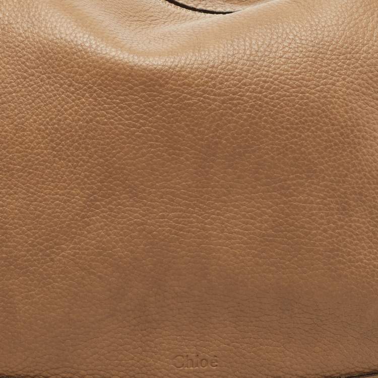 Pre Owned Chloe Khaki Beige Leather Large Marcie Satchel