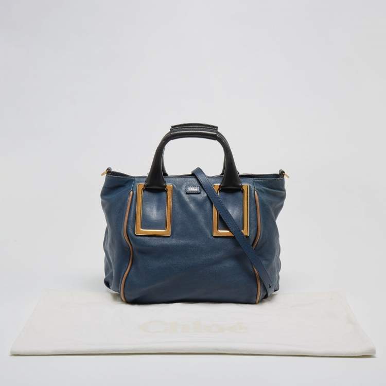مملوكة مسبقًا Chloe Navy Blue Leather Ethel Tote