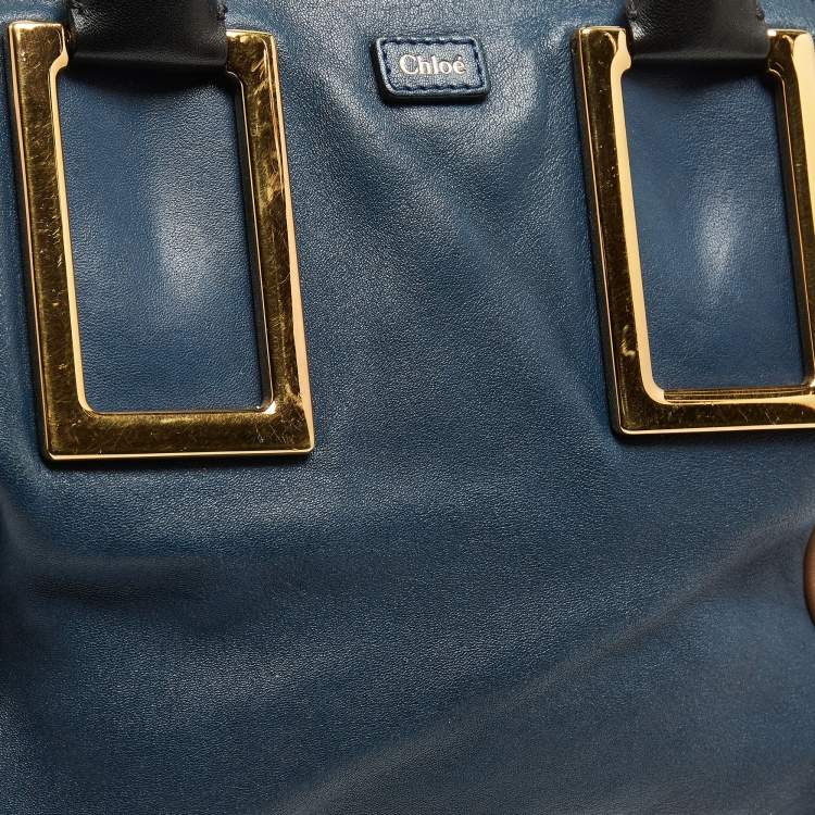 مملوكة مسبقًا Chloe Navy Blue Leather Ethel Tote