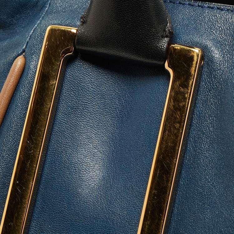 مملوكة مسبقًا Chloe Navy Blue Leather Ethel Tote
