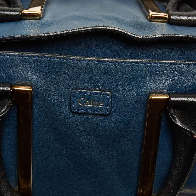مملوكة مسبقًا Chloe Navy Blue Leather Ethel Tote