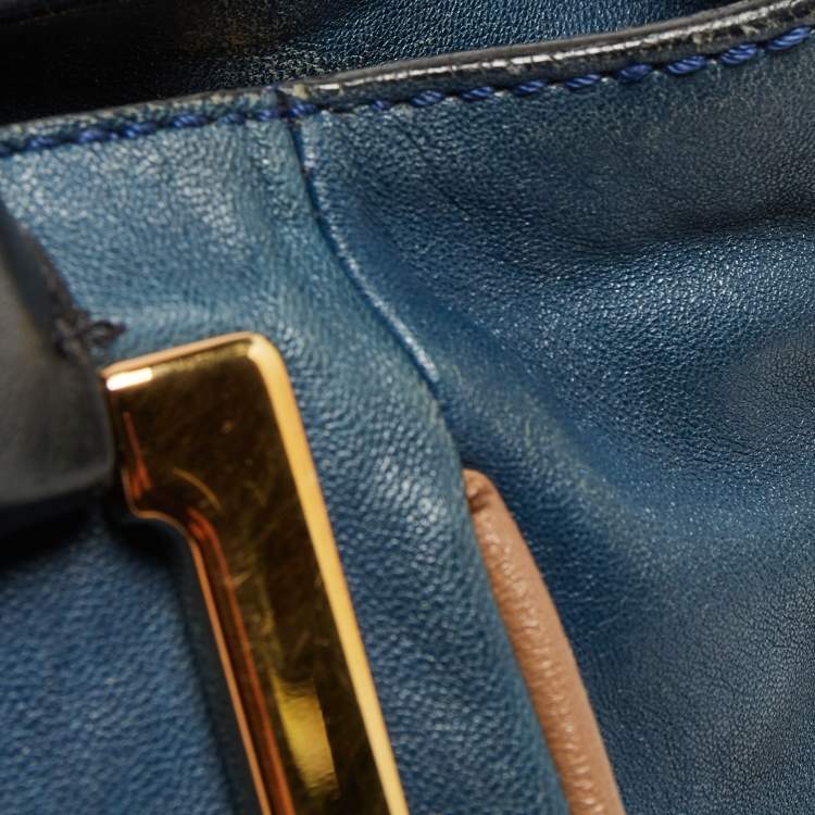 مملوكة مسبقًا Chloe Navy Blue Leather Ethel Tote
