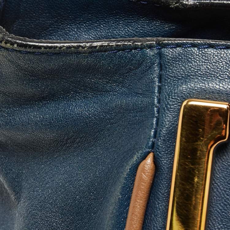 مملوكة مسبقًا Chloe Navy Blue Leather Ethel Tote