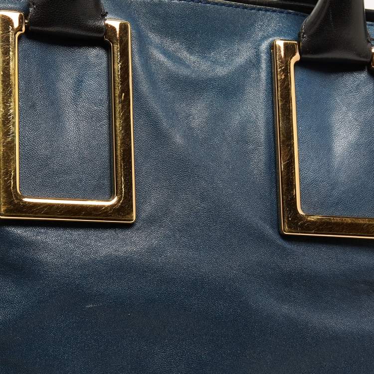 مملوكة مسبقًا Chloe Navy Blue Leather Ethel Tote