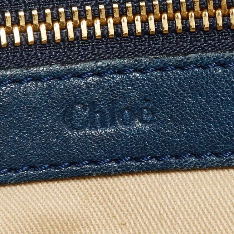 مملوكة مسبقًا Chloe Navy Blue Leather Ethel Tote
