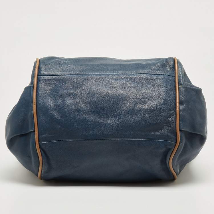 مملوكة مسبقًا Chloe Navy Blue Leather Ethel Tote