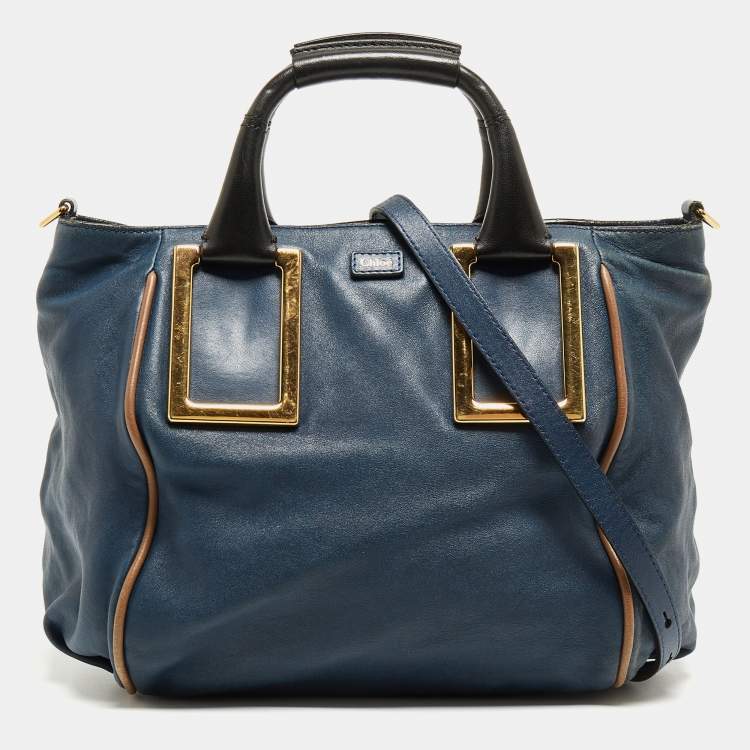 مملوكة مسبقًا Chloe Navy Blue Leather Ethel Tote