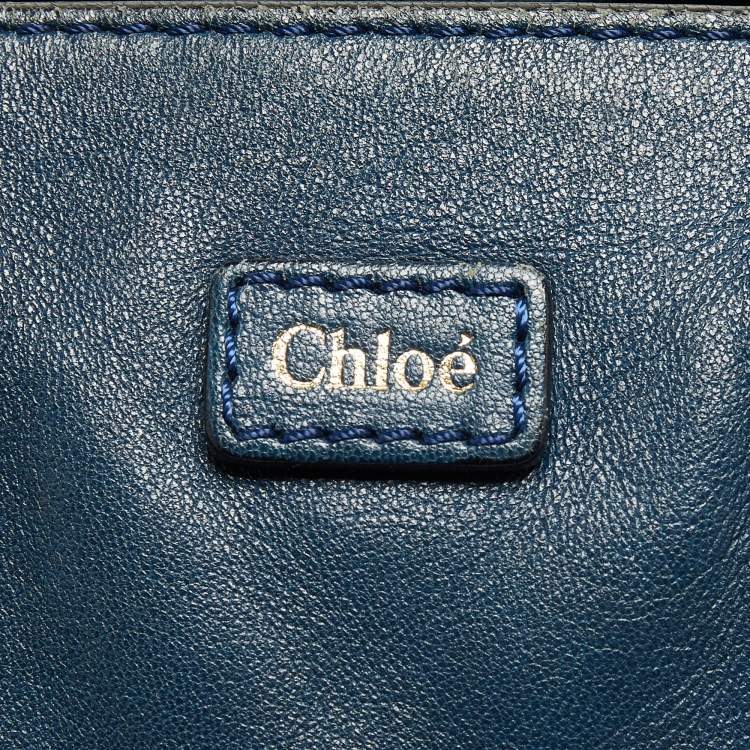 مملوكة مسبقًا Chloe Navy Blue Leather Ethel Tote
