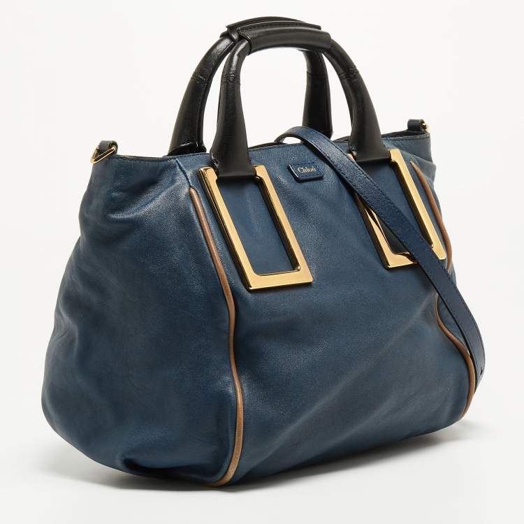 مملوكة مسبقًا Chloe Navy Blue Leather Ethel Tote