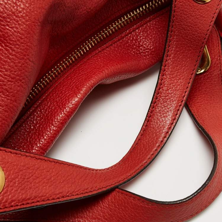 Pre Owned Chloe Brick Red Leather Large Paraty Shoulder Bag