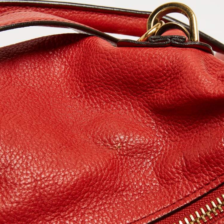 Pre Owned Chloe Brick Red Leather Large Paraty Shoulder Bag