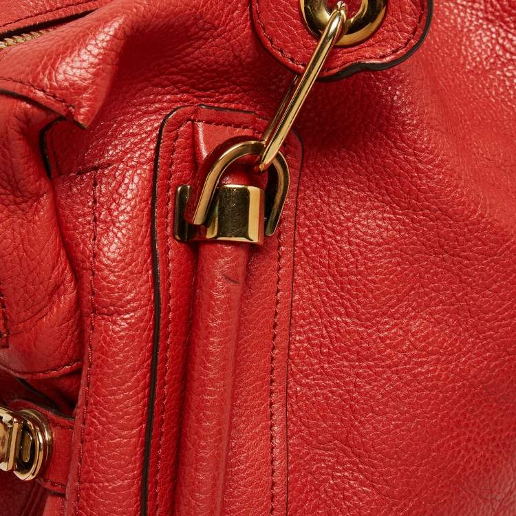 Pre Owned Chloe Brick Red Leather Large Paraty Shoulder Bag