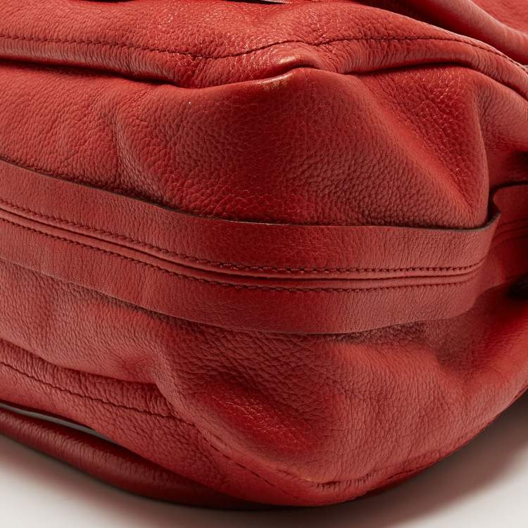 Pre Owned Chloe Brick Red Leather Large Paraty Shoulder Bag