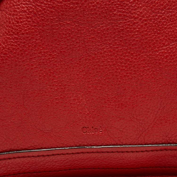 Pre Owned Chloe Brick Red Leather Large Paraty Shoulder Bag