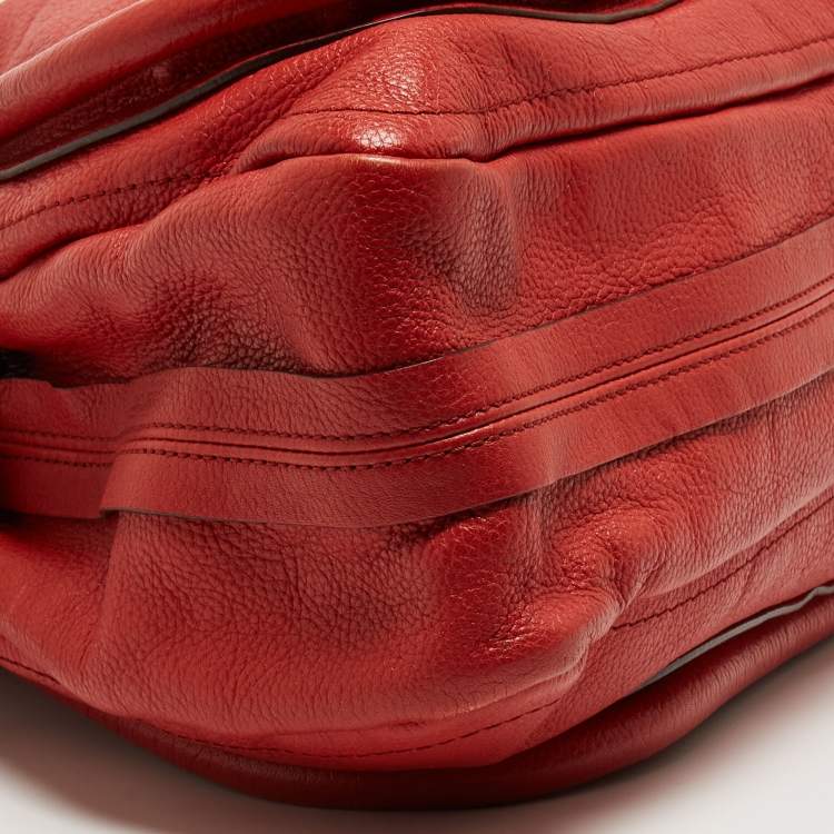 Pre Owned Chloe Brick Red Leather Large Paraty Shoulder Bag