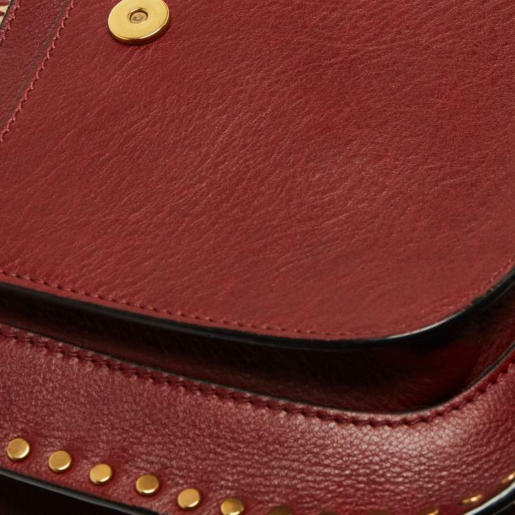 Pre Owned Chloe Burgundy Leather Small Braided Hudson Shoulder Bag