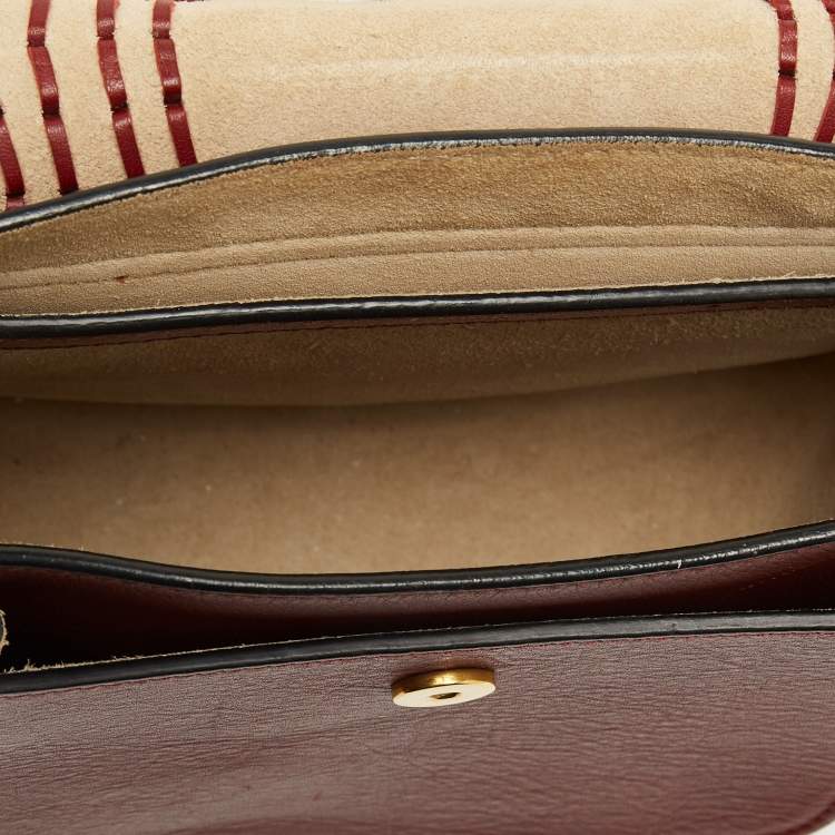 Pre Owned Chloe Burgundy Leather Small Braided Hudson Shoulder Bag