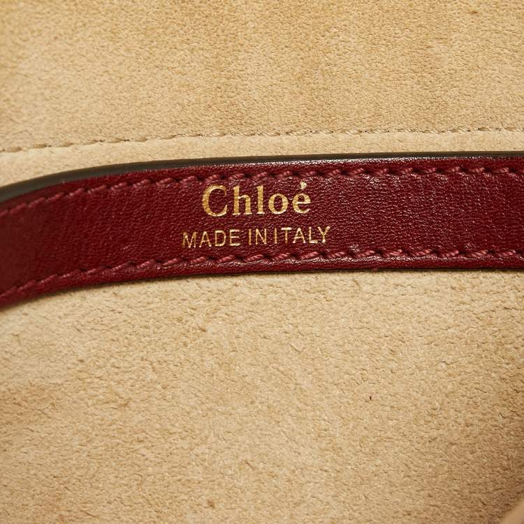 Pre Owned Chloe Burgundy Leather Small Braided Hudson Shoulder Bag