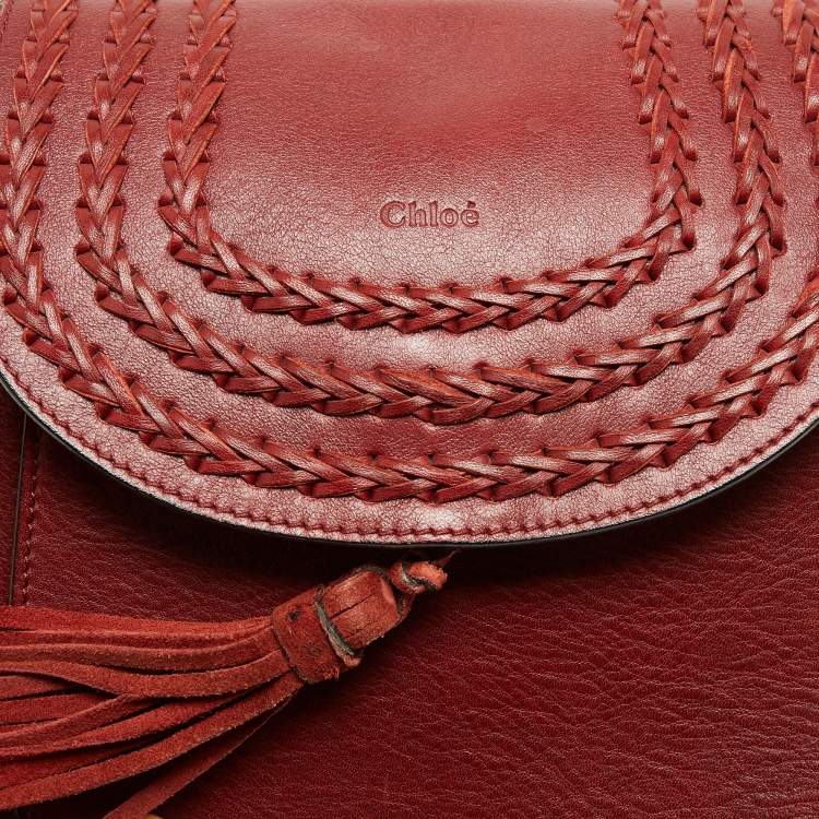 Pre Owned Chloe Burgundy Leather Small Braided Hudson Shoulder Bag