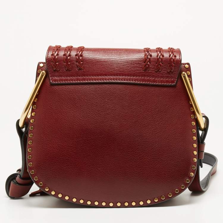 Pre Owned Chloe Burgundy Leather Small Braided Hudson Shoulder Bag