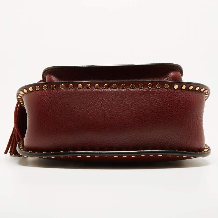 Pre Owned Chloe Burgundy Leather Small Braided Hudson Shoulder Bag