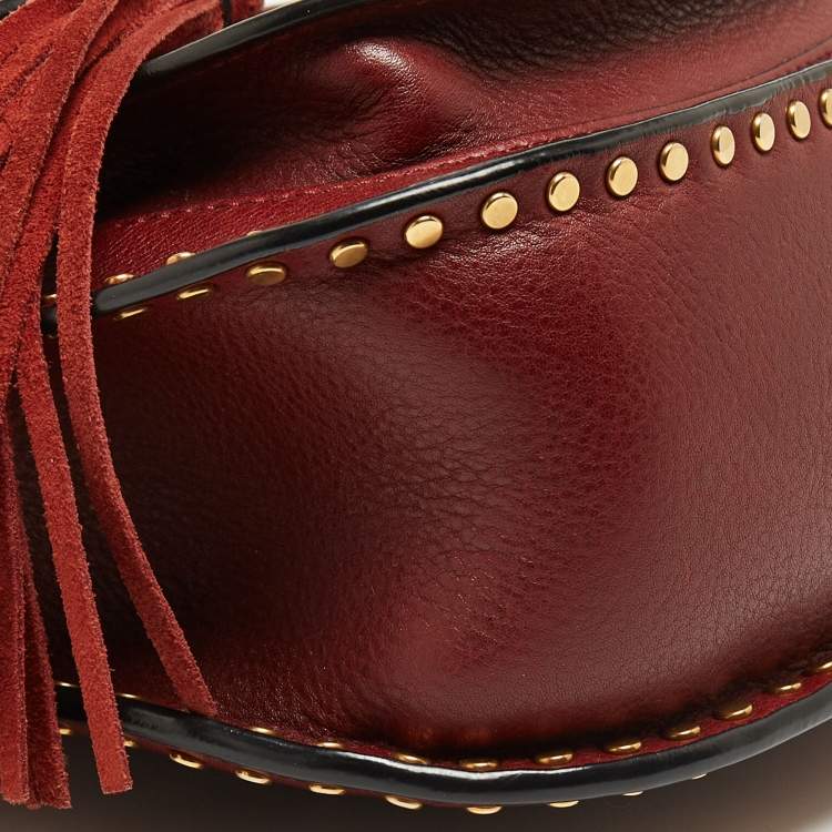 Pre Owned Chloe Burgundy Leather Small Braided Hudson Shoulder Bag