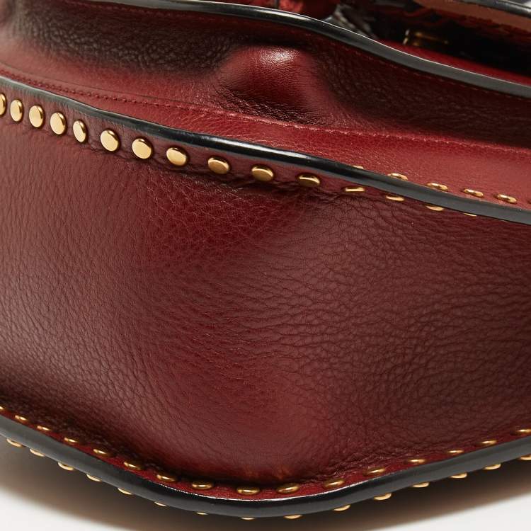 Pre Owned Chloe Burgundy Leather Small Braided Hudson Shoulder Bag