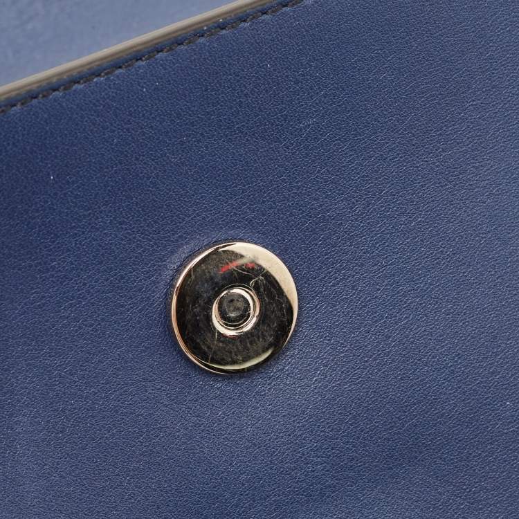 Pre Owned Chloe Navy Blue Leather and Suede Small Faye Shoulder Bag