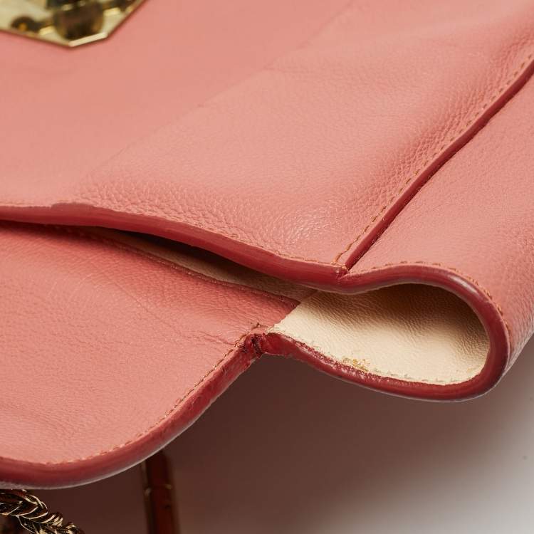 Pre Owned Chloe Old Rose Leather Large Elsie Shoulder Bag