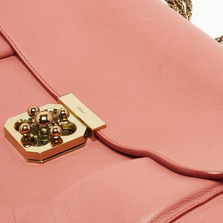 Pre Owned Chloe Old Rose Leather Large Elsie Shoulder Bag