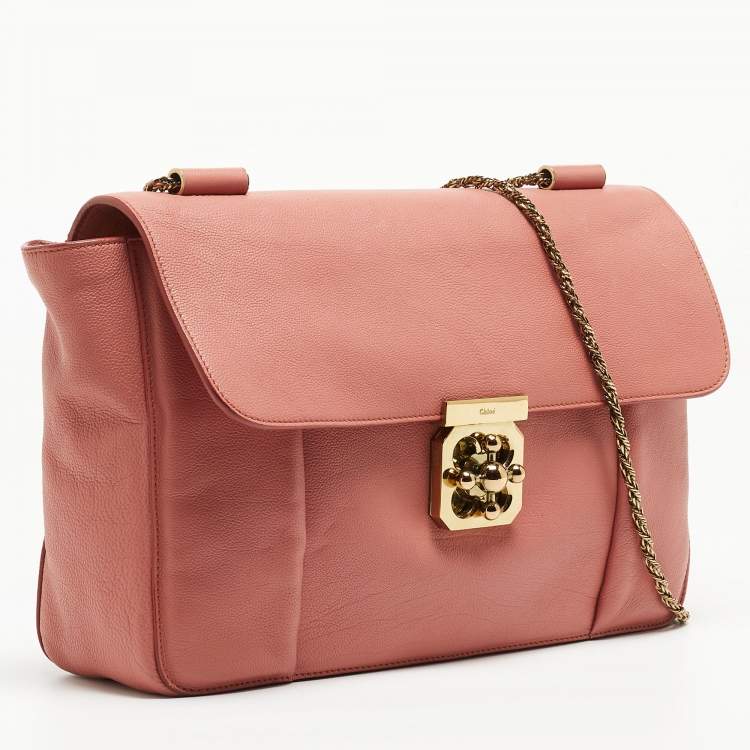 Pre Owned Chloe Old Rose Leather Large Elsie Shoulder Bag