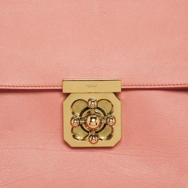 Pre Owned Chloe Old Rose Leather Large Elsie Shoulder Bag