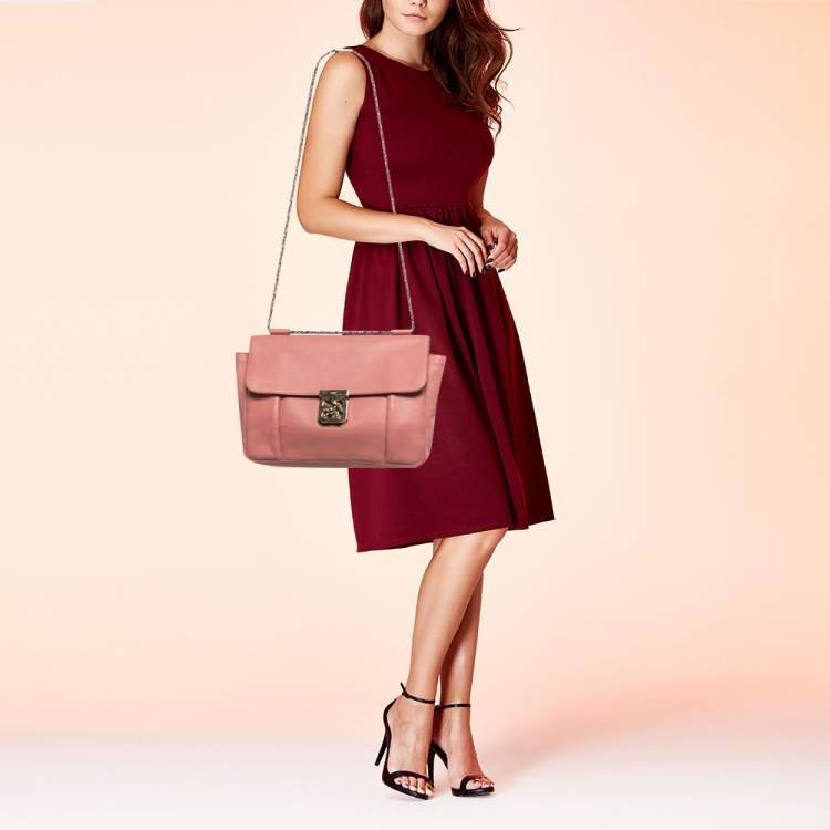 Pre Owned Chloe Old Rose Leather Large Elsie Shoulder Bag