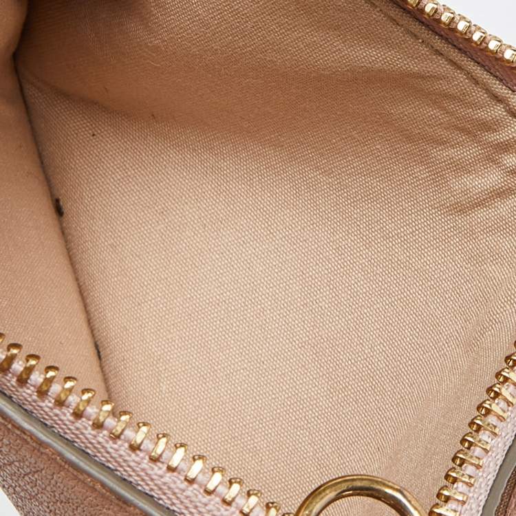 Pre Owned Chloe Beige Leather Zip Card Holder