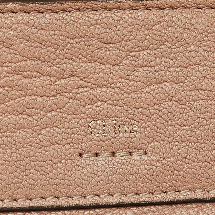 Pre Owned Chloe Beige Leather Zip Card Holder