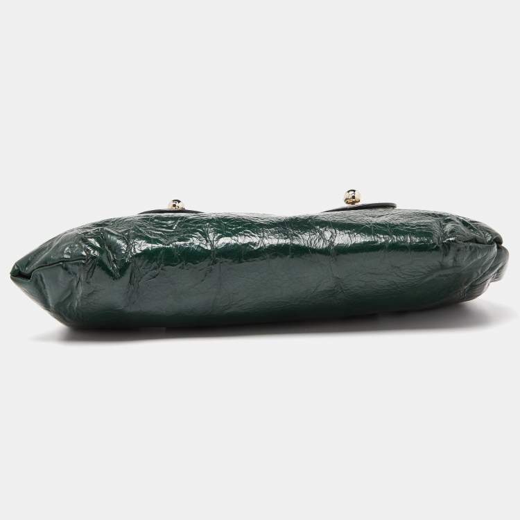 Pre Owned Chloe Green Patent and Leather Flap Crossbody Bag