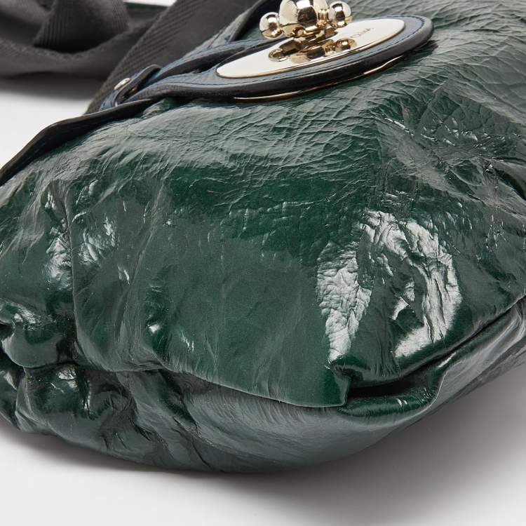 Pre Owned Chloe Green Patent and Leather Flap Crossbody Bag